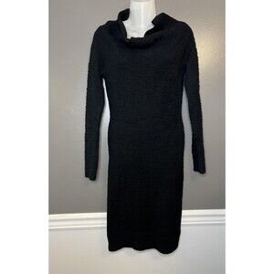 Love Always Sweater Dress Womens Large Black Cowl Neck Pullover Long Sleeve Soft